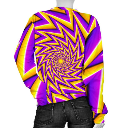 Yellow Big Bang Moving Optical Illusion Women's Crewneck Sweatshirt GearFrost
