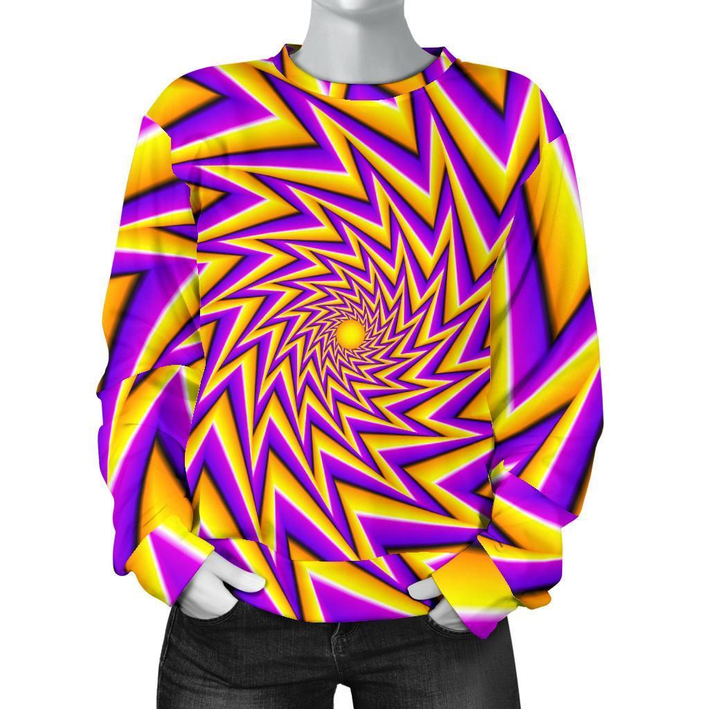 Yellow Big Bang Moving Optical Illusion Women's Crewneck Sweatshirt GearFrost