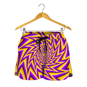 Yellow Big Bang Moving Optical Illusion Women's Shorts