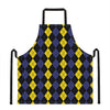 Yellow Black And Blue Argyle Print Apron