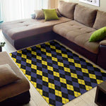 Yellow Black And Blue Argyle Print Area Rug
