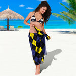 Yellow Black And Blue Argyle Print Beach Sarong Wrap