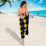 Yellow Black And Blue Argyle Print Beach Sarong Wrap