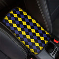 Yellow Black And Blue Argyle Print Car Center Console Cover