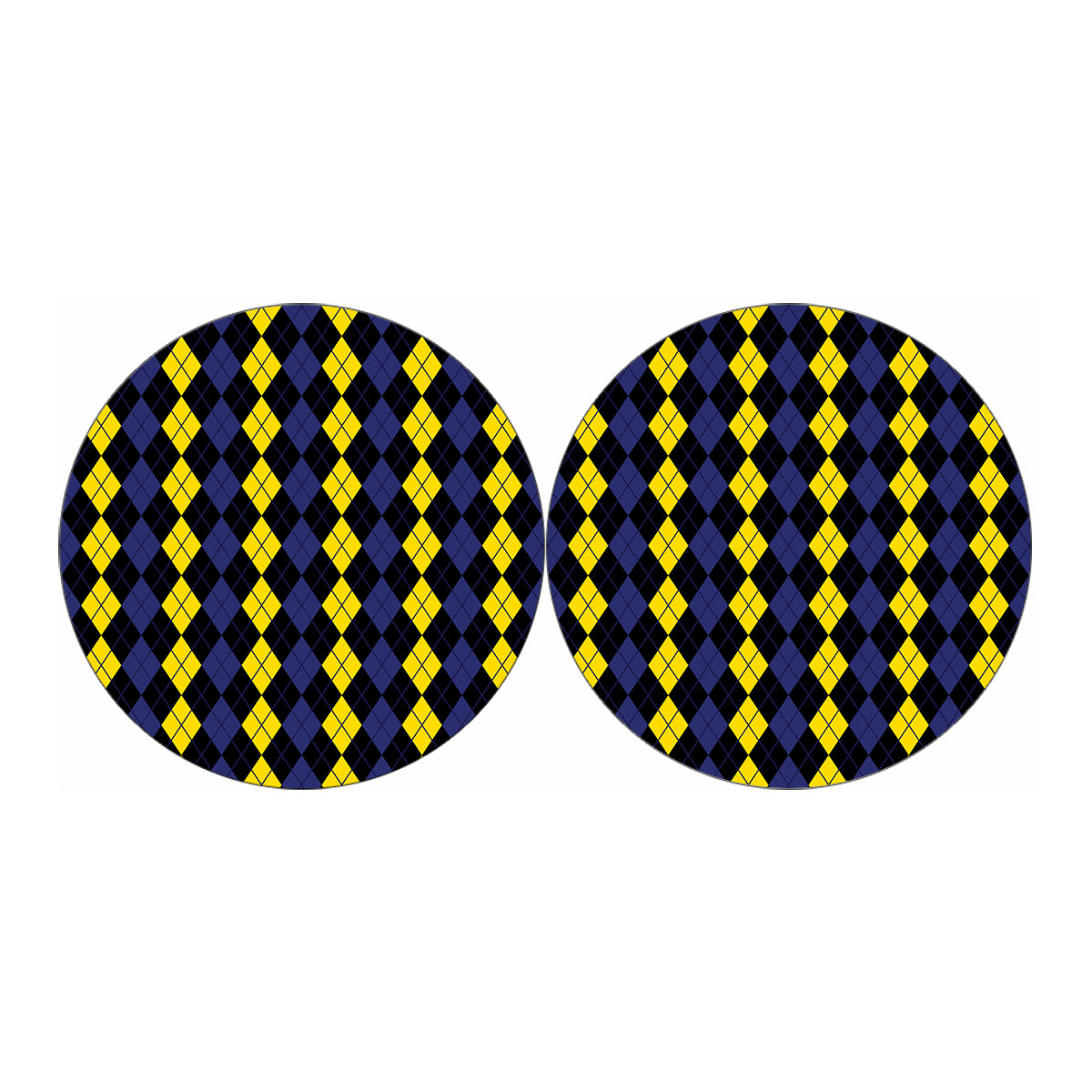 Yellow Black And Blue Argyle Print Car Coasters