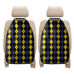 Yellow Black And Blue Argyle Print Car Seat Organizers