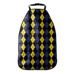 Yellow Black And Blue Argyle Print Car Seat Organizers