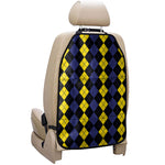 Yellow Black And Blue Argyle Print Car Seat Organizers