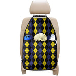 Yellow Black And Blue Argyle Print Car Seat Organizers