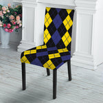 Yellow Black And Blue Argyle Print Dining Chair Slipcover