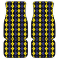 Yellow Black And Blue Argyle Print Front and Back Car Floor Mats