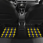 Yellow Black And Blue Argyle Print Front and Back Car Floor Mats