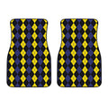 Yellow Black And Blue Argyle Print Front Car Floor Mats