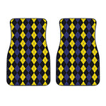 Yellow Black And Blue Argyle Print Front Car Floor Mats