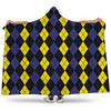 Yellow Black And Blue Argyle Print Hooded Blanket
