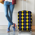 Yellow Black And Blue Argyle Print Luggage Cover
