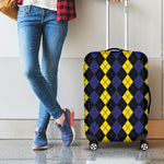 Yellow Black And Blue Argyle Print Luggage Cover