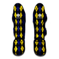 Yellow Black And Blue Argyle Print Muay Thai Shin Guards