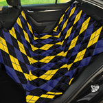 Yellow Black And Blue Argyle Print Pet Car Back Seat Cover