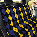Yellow Black And Blue Argyle Print Pet Car Back Seat Cover