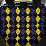 Yellow Black And Blue Argyle Print Pet Car Back Seat Cover