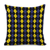 Yellow Black And Blue Argyle Print Pillow Cover