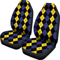 Yellow Black And Blue Argyle Print Universal Fit Car Seat Covers
