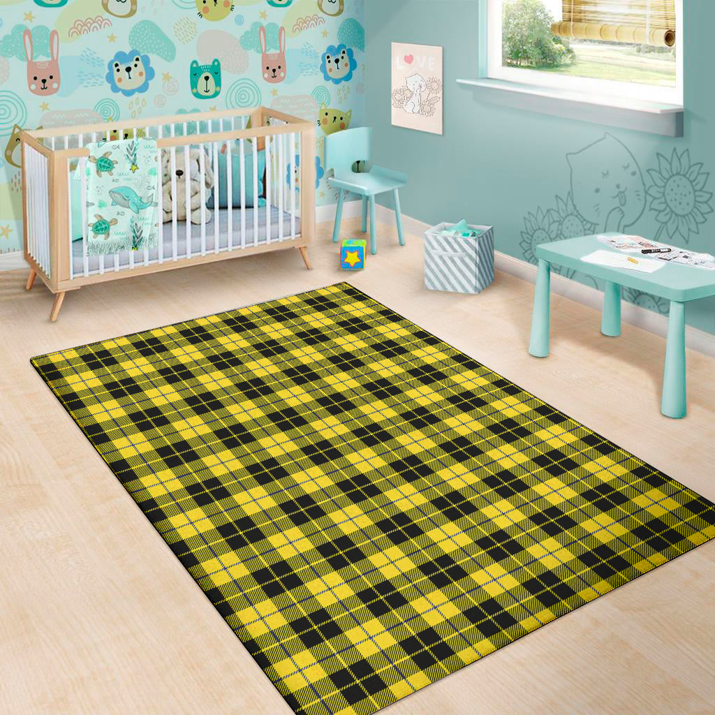 Yellow Black And Blue Tartan Print Area Rug