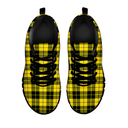 Yellow Black And Blue Tartan Print Black Sneakers
