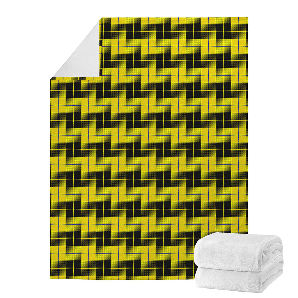 Yellow Black And Blue Tartan Print Blanket