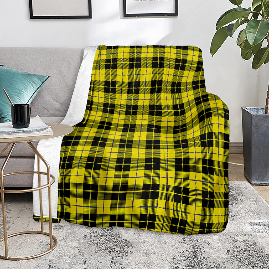 Yellow Black And Blue Tartan Print Blanket
