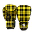 Yellow Black And Blue Tartan Print Boxing Gloves