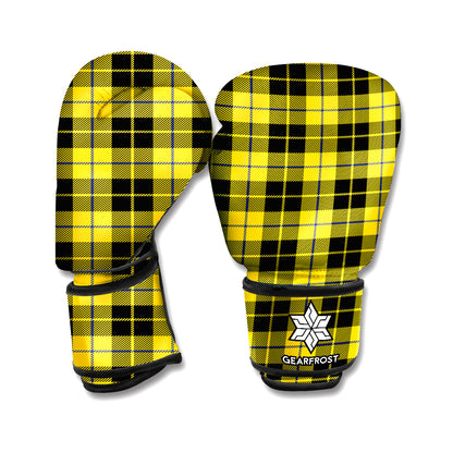 Yellow Black And Blue Tartan Print Boxing Gloves