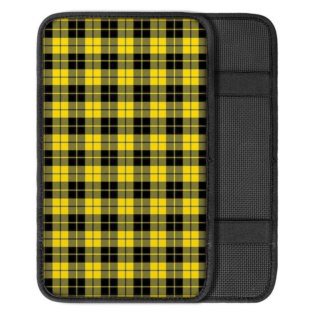 Yellow Black And Blue Tartan Print Car Center Console Cover