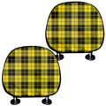 Yellow Black And Blue Tartan Print Car Headrest Covers