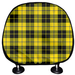 Yellow Black And Blue Tartan Print Car Headrest Covers