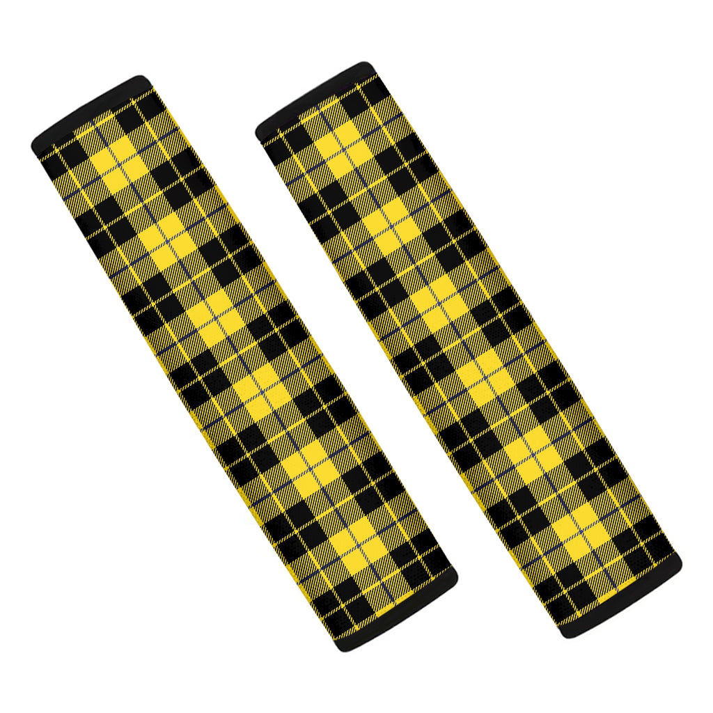 Yellow Black And Blue Tartan Print Car Seat Belt Covers