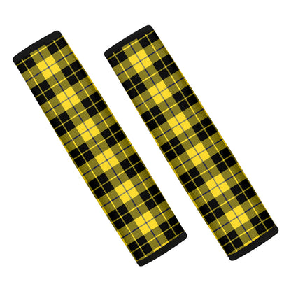 Yellow Black And Blue Tartan Print Car Seat Belt Covers
