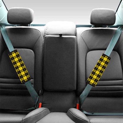 Yellow Black And Blue Tartan Print Car Seat Belt Covers