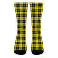 Yellow Black And Blue Tartan Print Crew Socks