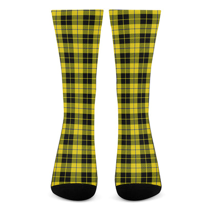 Yellow Black And Blue Tartan Print Crew Socks