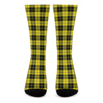 Yellow Black And Blue Tartan Print Crew Socks
