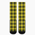 Yellow Black And Blue Tartan Print Crew Socks