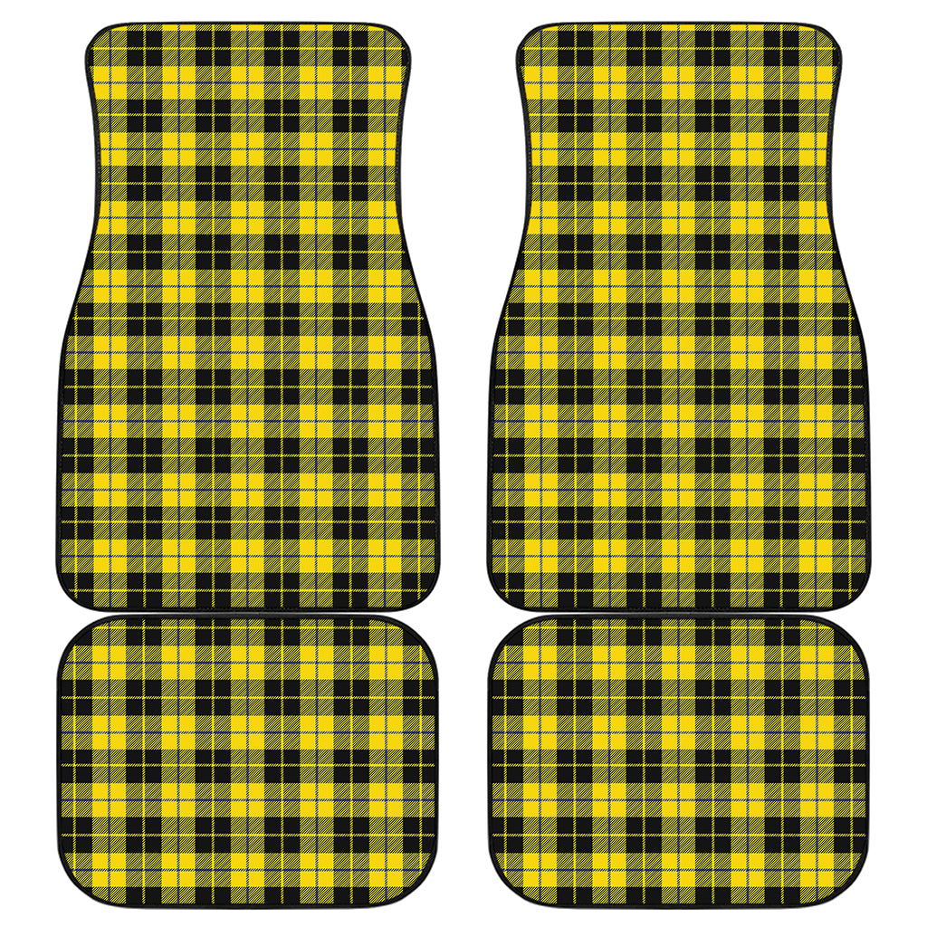 Yellow Black And Blue Tartan Print Front and Back Car Floor Mats