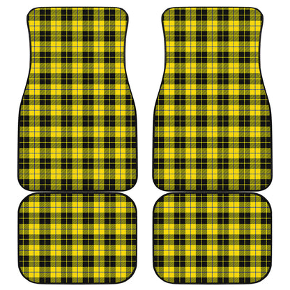 Yellow Black And Blue Tartan Print Front and Back Car Floor Mats