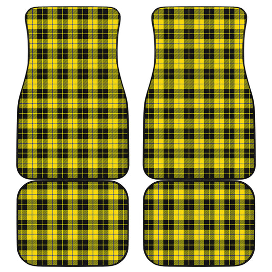Yellow Black And Blue Tartan Print Front and Back Car Floor Mats