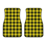Yellow Black And Blue Tartan Print Front Car Floor Mats