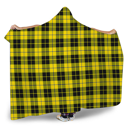 Yellow Black And Blue Tartan Print Hooded Blanket