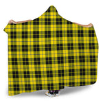 Yellow Black And Blue Tartan Print Hooded Blanket