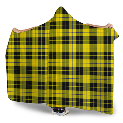 Yellow Black And Blue Tartan Print Hooded Blanket